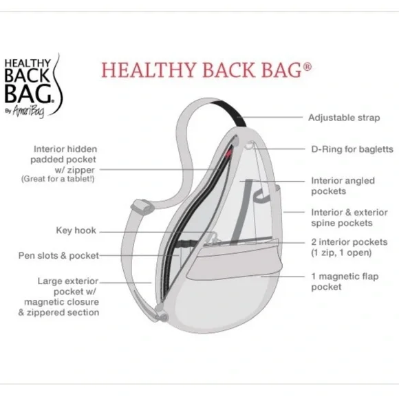 AMERIBAG 17" DISTRESSED NYLON HEALTHY BACK BAG TOTER (SMALL) CROSSBODY SLINGBAG - Picture 13 of 15